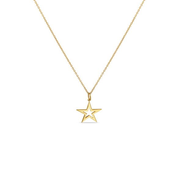 Star Outline Necklace - 14K White Gold