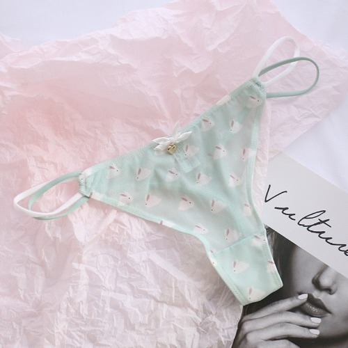 Classic Mesh Thongs - bean green bunny