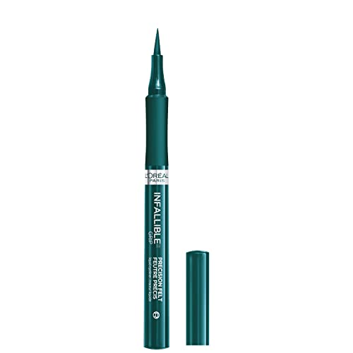 L’Oréal Paris Cosmetics Makeup Infallible Grip Precision Felt Eyeliner, Smudge Resistant, Long Lasting Waterproof Eyeliner, Green, Green, 0.03 fl oz - Green