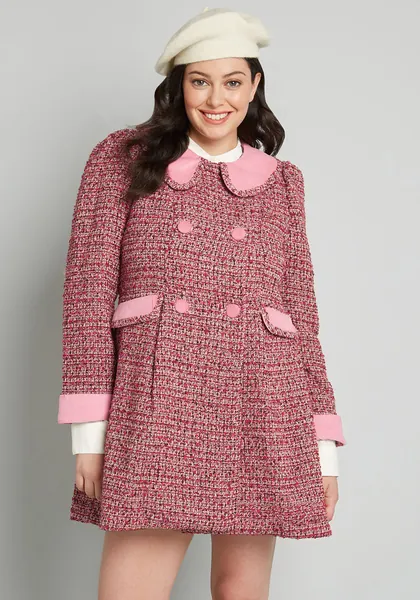 Dream a Little Dream Of 'Tweed' Coat | Pink / XS