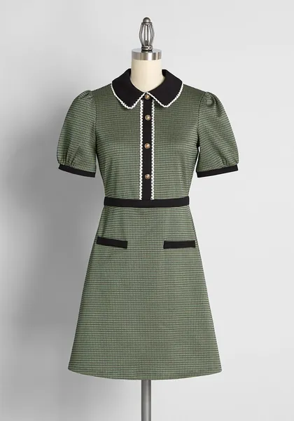 Scholastic Classic Collared Babydoll Dress | Green / S