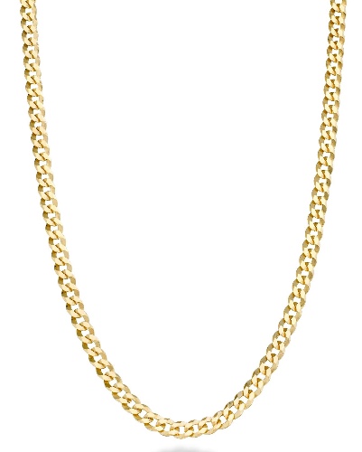 Miabella Solid 18k Gold Over 925 Sterling Silver Italian 3.5mm Diamond Cut Cuban Link Curb Chain Necklace for Women Men, Made in Italy