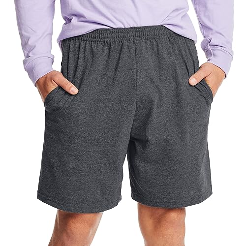 Hanes Men's Jersey Pocket Short - XX-Large - Charcoal Heather