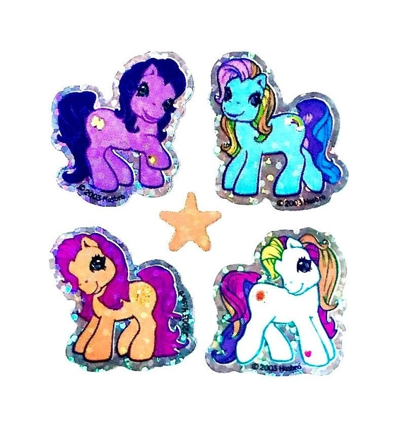 MY LITTLE PONY Glittery Sandylion Stickers - 1 square  *Vintage*  Rare