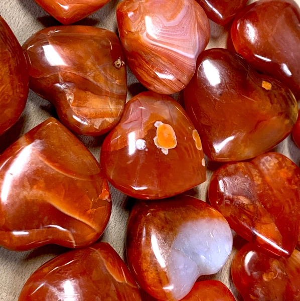 Carnelian HEARTS Madagascar - 2 to 4 Centimeters Carnelian Hearts -  Root Chakra Crystal - Sacral Chakra Stone - Healing Crystals and stones