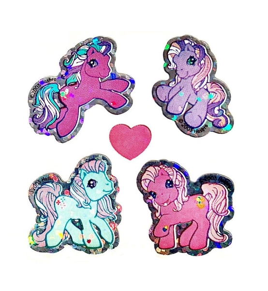 MY LITTLE PONY with Heart Glittery Sandylion Stickers  *Vintage*  Rare
