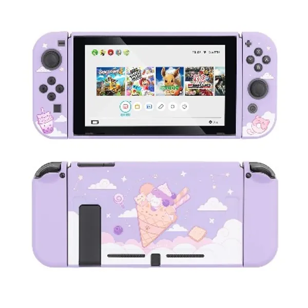 GeekShare Protective Case for Nintendo Switch, Soft TPU Slim Case Cover Compatible with Nintendo Switch Console and Joy-Con (Ice Cream Cat)
