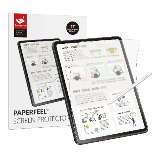 BERSEM [2 PACK] Paperfeel Screen protector Compatible with iPad Air 4th Generation (10.9 inch, 2020) / iPad Pro 11 inch (202120202018 Models), iPad Air 4 Pad pro 11 Matte PET Film for Drawing, Anti-Glare, Paperfeel iPad Pro 11 inch