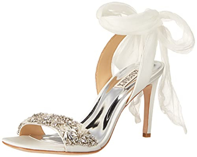 Badgley Mischka Women's Bobbie Heeled Sandal - 5.5 - White Satin