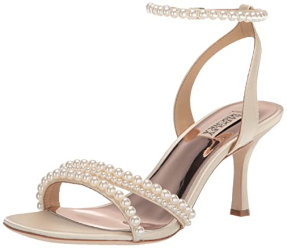 Badgley Mischka Women's Flame Heeled Sandal - 5.5 - Ivory Satin