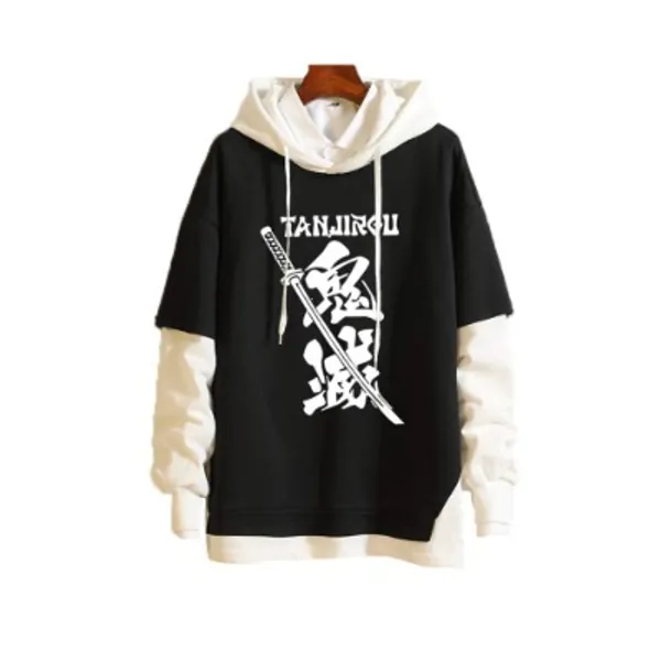 Meelanz Novelty Hoodie Japanese Anime Pullover Sweatshirt Long Sleeve Black Hooded for Men Women