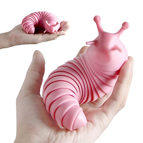CONNOO Party Favor | 7.5" Slug Toy 3D Scanning Technical , Articulated Stretch Slug Fidget Toy, Sensory Slug Toys for Autistic, Desk Toy - Flexible, Pink - Pink