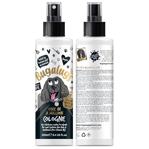 BUGALUGS Dog perfume 250ml - dog cologne with Distinctive Fragrance dog spray is a dog deodoriser spray. dog perfume spray dog deodorant - 1x 250ml