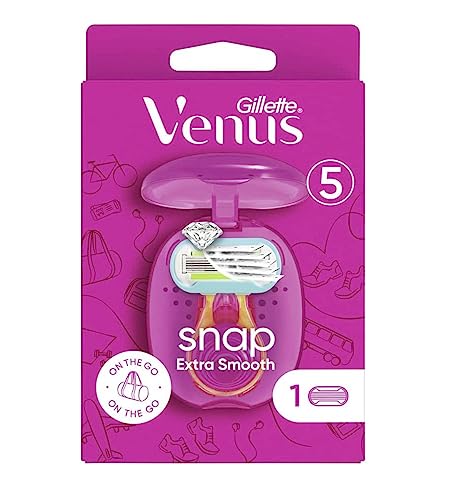 Gillette Venus Extra Smooth Snap Women's Razor with 1 Razor Blade, 5 Blades for a Super Close Shave and a Mini Handpiece for Travel, Current Version