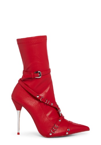 Joyride Strappy Ankle Boots - Red | RED / US 8