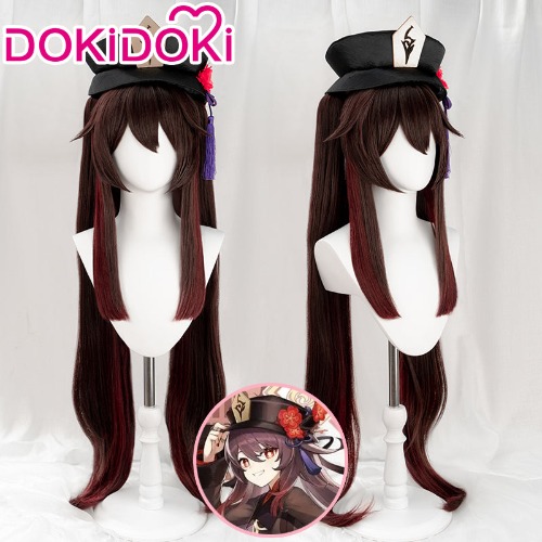 【Ready For Ship】DokiDoki  Game Genshin Impact  Hutao Cosplay Wig  Hu Tao Dark Brown Halloween | Hu Tao