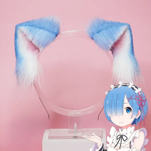 Rem Re:Zero Blue Cat Ears For Cosplay