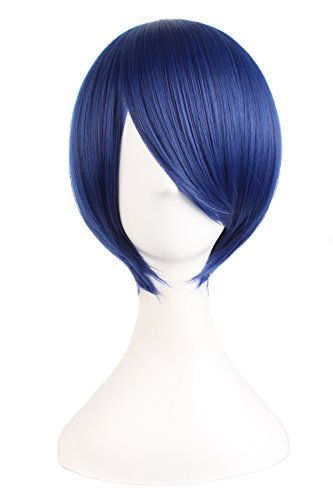 MapofBeauty 12 Inches/30 cm Short Straight Cosplay Costume Wig Party Wig (Mixed Blue) - Mixed Blue