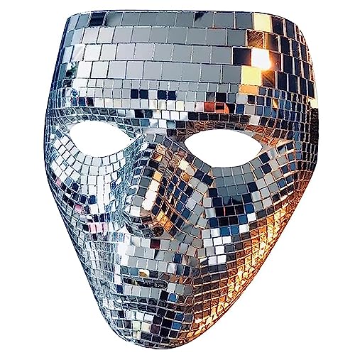 LIANGLIDE Halloween Mask Disco Ball Glitter Mask Halloween Face Cover Festival Masquerade Face Covering for DJ Stage Bar Party Halloween Decoration