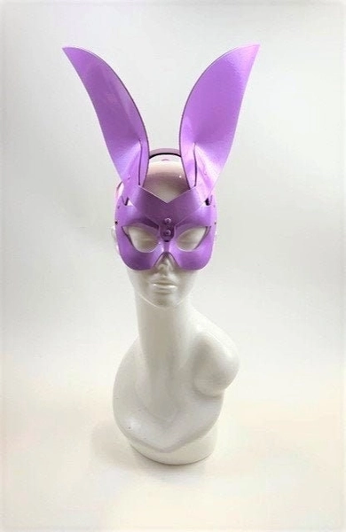 Erotische Meesteres Boudoir Lilac Purple Patent Vinyl Bunny Mask