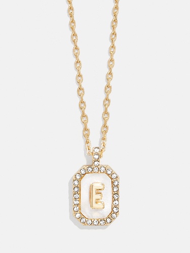 Gold & Mother of Pearl Initial Necklace - Mother Of Pearl | E