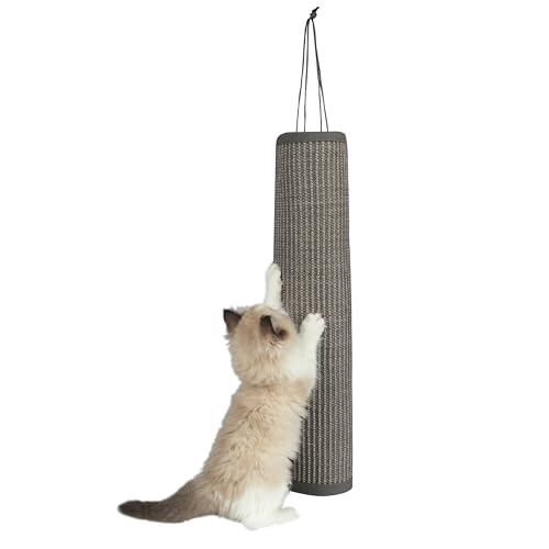 Best Pet Supplies Catify Hanging Log and Mat Scratchers for Indoor Cats, Fun and Interactive Indoor Play, Supports Natural Pet Behaviors, Heavy Duty - Gray - Log (Gray)