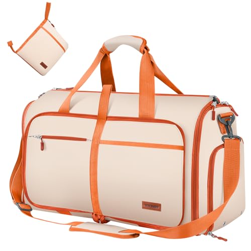 Garment Duffle Bag for Travel, Convertible Carry on Garment Bag for Women, Waterproof Garment Bag with Shoe Pouch, 2 in 1 Hanging Suitcase Suit Travel Bags, Pink - Pink