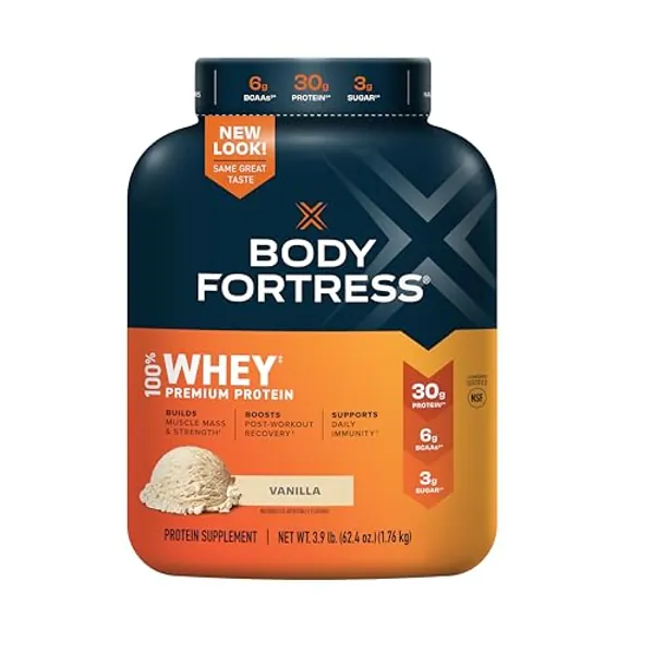 Body Fortress 100% Whey Protein Powder, Vanilla, 1.78lbs, Builds Muscle, Boosts Post Workout Recovery, Supports Daily Immunity, Premium Protein Supplement (Packaging May Vary)