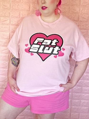 Fat Slut Unisex T-shirt | Light Pink / 3XL