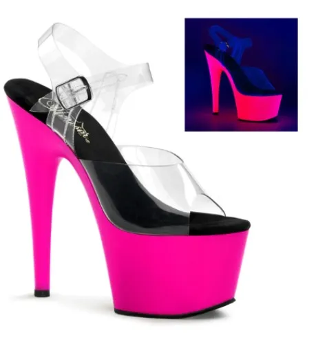 Pleaser Adore-708UV in Clear/Pink