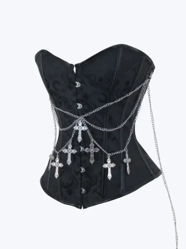 Black corset with crosses and chains