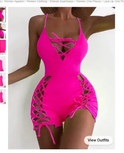 Neon pink overal with strings 