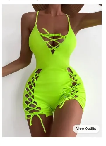  Neon green overal with strings