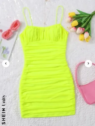  Neon yellow tight dress 