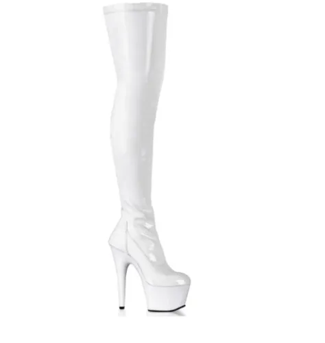 Pleaser Adore-3000 in Black Vegan Leather/White