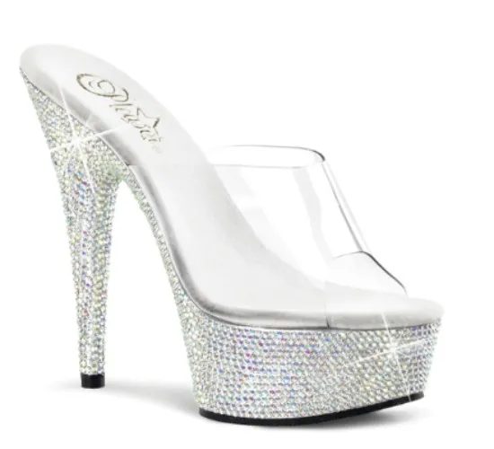 Pleaser Bejeweled-601DM in Clear/Silver