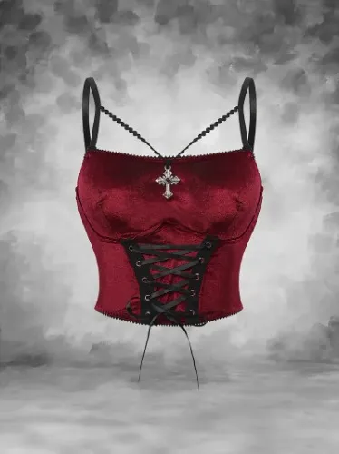 Red silk corset