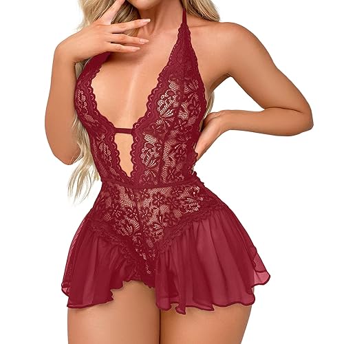 Push up Butt Underwear for Women Lace Sexy Onesie Passion Jumpsuit Bodysuit Underwear Lingerie Satin Romper Lingerie Plus Size - Rd1 - 3XL