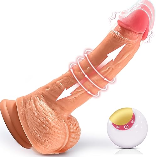 Thrusting Dildo Vibrator Sex Toys for Women, 8x8 Modes Thrusting Vibrating Rotating Realistic Dildos Telescopic Penis for G Spot Clitoral Anal Stimulation Adult Sex Toys4women Strong Suction Cup 8.7in