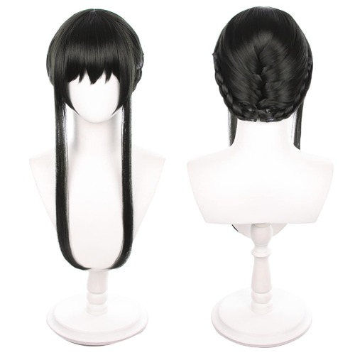 Soyusunny Yor Forger Cosplay Wig Costume Halloween Wigs for Women (Black)