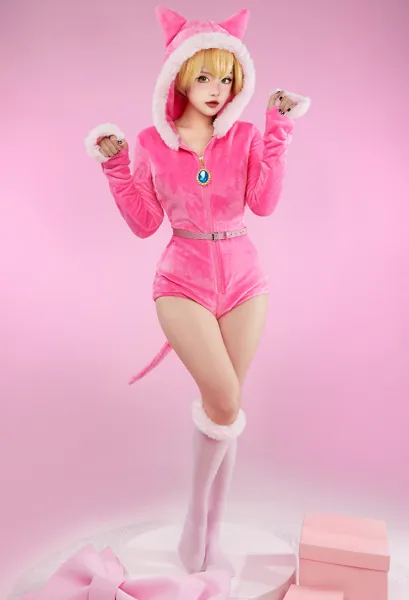 Princess Peach Catgirl Romper Body Suit