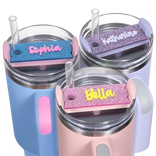 Personalized Stanley Cup Name Plate for Lids, Sparkling Name Tag for Stanley Tumbler 40 30 20 OZ, Custom Name Stanley Cup Accessories, Customize Gilttering Name Tag for Stanley Quencher H2.0