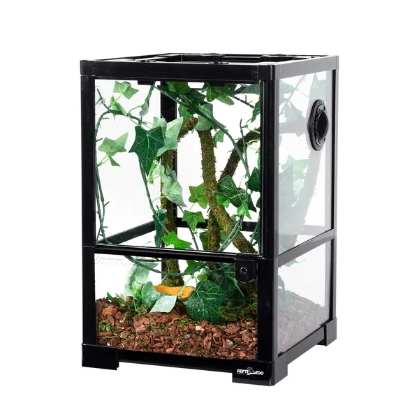 REPTIZOO Full Glass Reptile Terrarium 10 Gallon 12" x 12" x 18", Small Habitat Tank for Reptile Lizard Frog Insects Small Animals, Top Screen Ventilation & Feeding - 