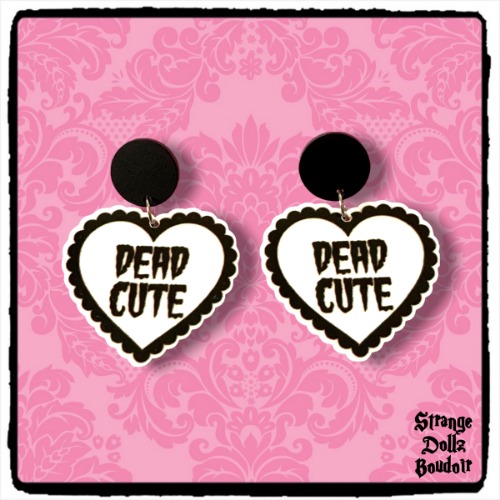 Dead Cute earrings, 925 sterling silver, Gothic, Halloween, Strange Dollz Boudoir