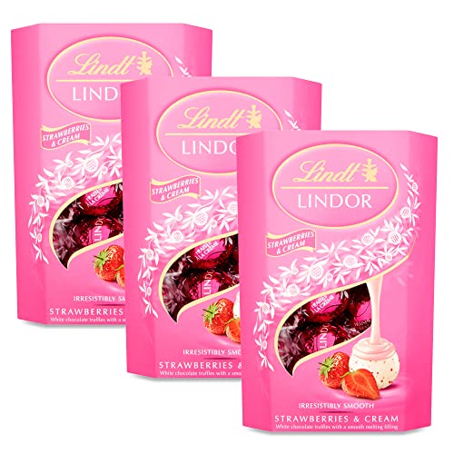 Lindt Chocolates 3 x 200g Lindor Selection Strawberry Cream Chocolate Truffles Christmas Stocking Sweet Filler Gift