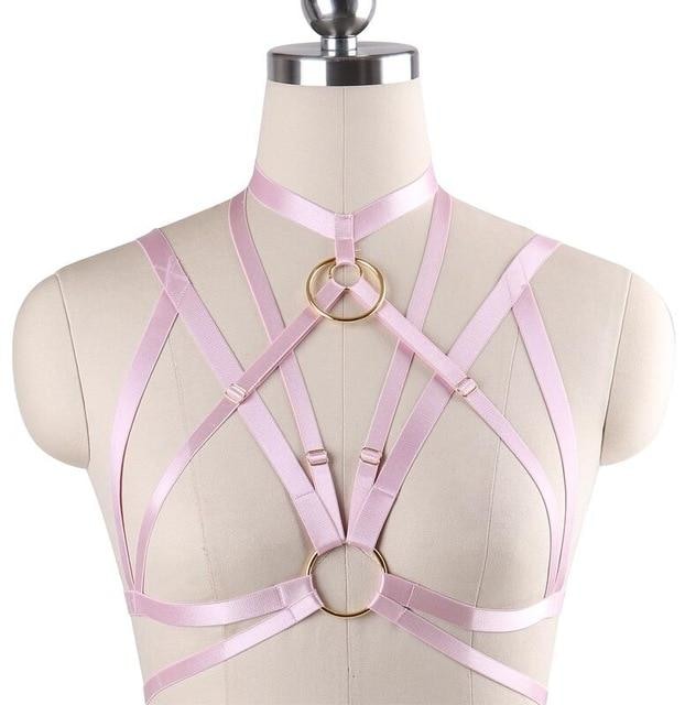 Satin O Ring Harness - Light Pink