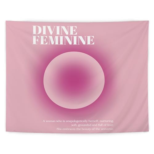 LUVADIAN Divine Feminine Funky Y2K Pink Aura Tapestry - Inspirational Gifts for Women, Aesthetic Pink Tapestry Wall Hanging for Girls Room Bedroom Dorm Office, Girly Room Decor Aesthetic, 50x60 Inches - preppy divine