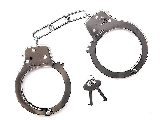 JASINCESS Toy Metal Handcuffs with Keys Police Costume Prop Accessories Party Supplies- 328