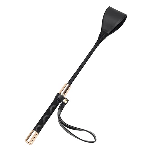 Zhichengbosi Horse Crop Black, Faux Leather Riding Crop With Anti-Slip Grip Gel Handle (30cm, black)