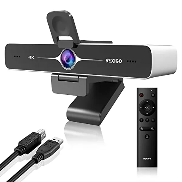 NexiGo Zoom Certified, N970P 4K Zoomable Webcam, Al-Powered Auto-Framing, Web Camera with Flash Memory, 10X Digital Zoom, 8.5MP Sony Sensor, Dual Noise-Cancelling Mics, for Zoom/Skype/Teams